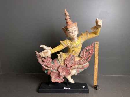 Carved Wooden Thai Dancer Statue 