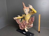 Carved Wooden Thai Dancer Statue  - 2