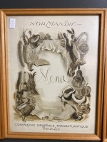 Set of 5 Framed SS Normandie Menus - 3