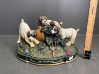 Heavy Cast Iron Painted Door Stopper - 3 Pups