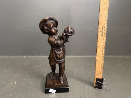 Waiter Boy Statue (possibly bronze)