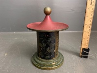 Chinoiserie Brass Cigarette Holder/Dispenser with Hat Lid - 2