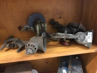 Job Lot of 2 Vintage Bench Mincers and 2 Bench Grinding Wheels