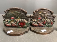 Pair Cast Iron and Painted Book Ends - 3