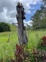 Steel and wood garden art sculpture 2.7m tall - 2