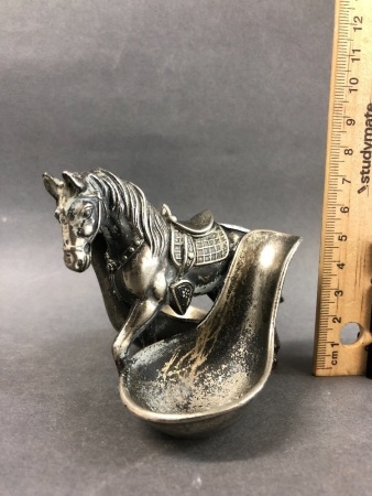 Vintage White Metal Horse 2 Pipe Stand