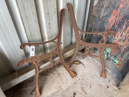 Pair of cast iron bench seat ends