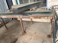 Steel framed bench with ply top