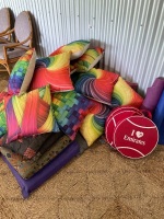 Large Qty brightly covered cushions  - 3