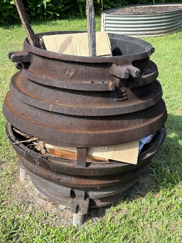 Firepit made from 2 heavy-duty crusher cones