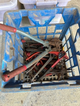 Crate of assorted hand tools