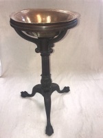 Antique Wig Powdering Bowl on Mahogany Ball & Claw Foot Tripod Stand