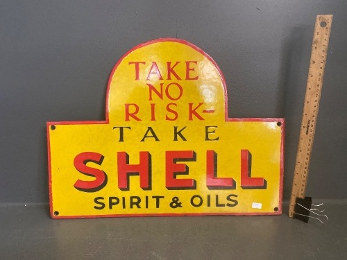 Shell Spirit & Oils Enamel Shaped Sign