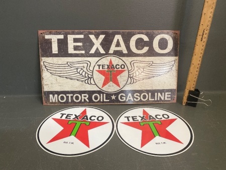 Texaco Metal Sign with 2 x Texaco Decals