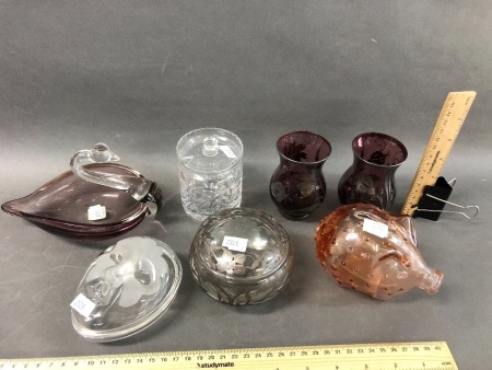 Collection of Vintage Glass & Crystal inc. Swan & Piggy Bank