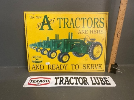 2 Tractor Signs - John Deere & Texaco