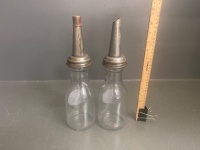 Wakefield Castrol Glass One Quart Oil Bottles x 2 - 2