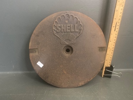 Shell Embossed Cast Iron Ground Tank Filler Cover c. 1950s