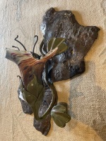 Iron and art glass wall sculpture  - 3