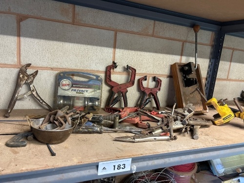 Assorted shelf lot - clamps etc