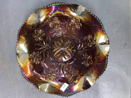 Williamsburg Purple Floral Pattern Carnival Glass Bowl