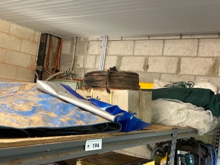 Shelf lot  - tarps, netting etc