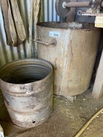 2 x workshop metal drums - 2