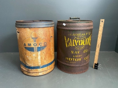 Vintage Valvoline Oil Drum & Amoco Drum