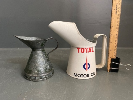 Metal Oil Pourers (Total & Galvanized) x 2