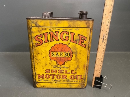 Shell Single 1 Gallon Oil Tin Early and Rare