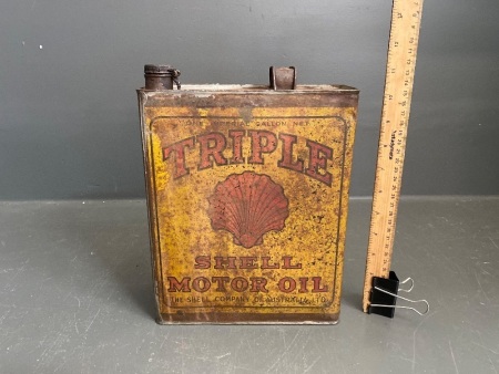 Shell Triple 1 Gallon Rare & Early Oil Tin