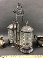 Collection of Antique Plated Christening Cup, Jugs inc. Mt.Cootha Souvenir & Pickle Jars - 3