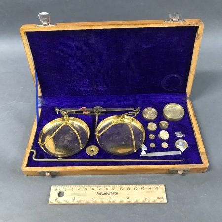 Boxed Set of Travelling Brass Jewellery Scales