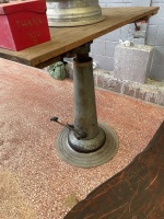 Adjusting steel base of ex-govt drawing table with timber top.  - 2