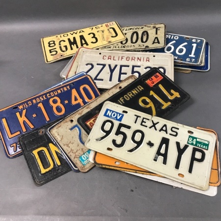 Collection of Vintage USA Rego Plates