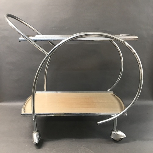 Retro Mid Century Style Chromed Tea Trolley