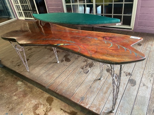 Blue gum art console table 2100mm long