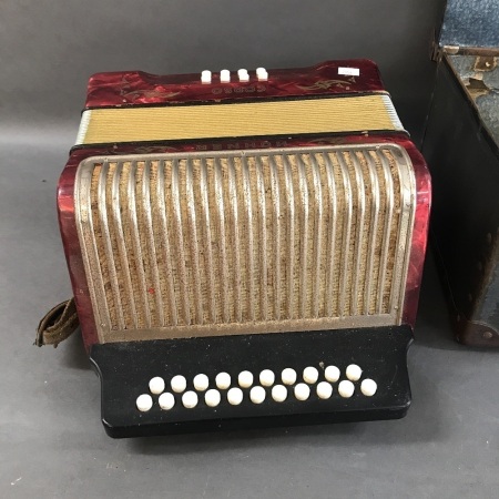 Large Vintage Hohner Accordion in GWO Original Box with Leather Straps