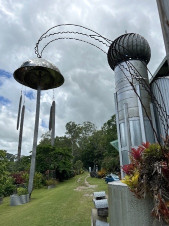 Wind chime on wonky bar stand