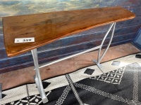 Wooden slab side table on steel legs (qty choice 358, 359)