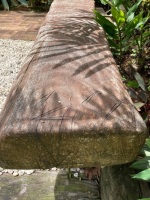 Slab timber and iron garden bench seat 2.22m long - 4