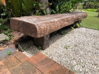 Slab timber and iron garden bench seat 2.22m long - 6