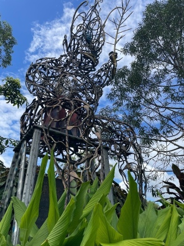 Large iron sculpture "The Scrubber" by Steve Weis