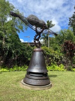 Iron and stone sculpture by Steve Weis 2.7m tall