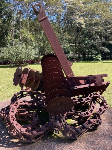 Rusted steel implements in artistic arrangement