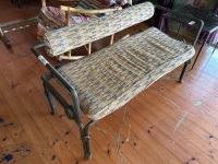 Forged steel veranda chair with fabric cushions