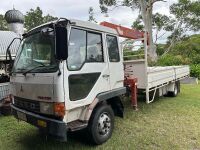 WITHDRAWN - Mitsubishi Fuso Fighter (1984) body truck with drop side tray and Unic crane attachment - 2