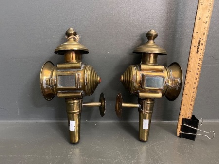 Pair Copper Carriage Lamps