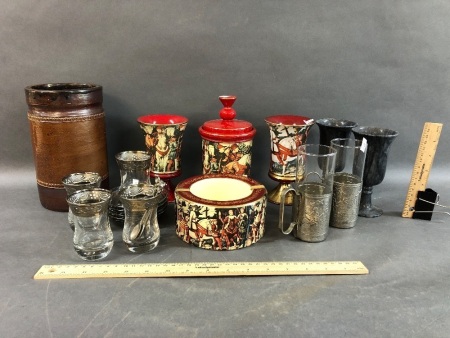 Box Lot of Asstd Ceramics & Glass inc. Bendigo & Italian Florentine