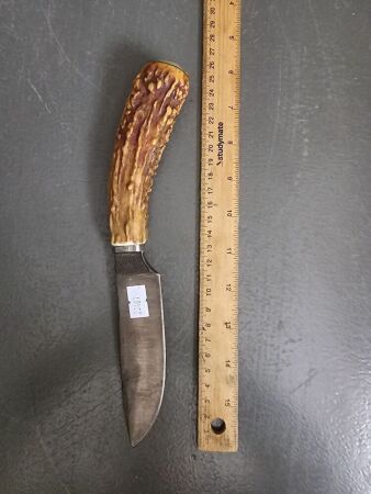 Stag handle hunting knife - forged and ground from a file